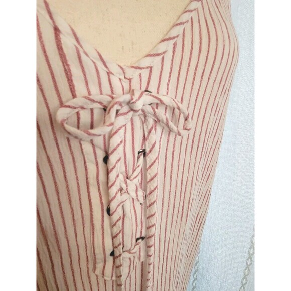 Torrid Tank Top Lace Up Spaghetti Strap Adjustable Brick‎ Red Verticle Stripe 1 - Picture 1 of 12